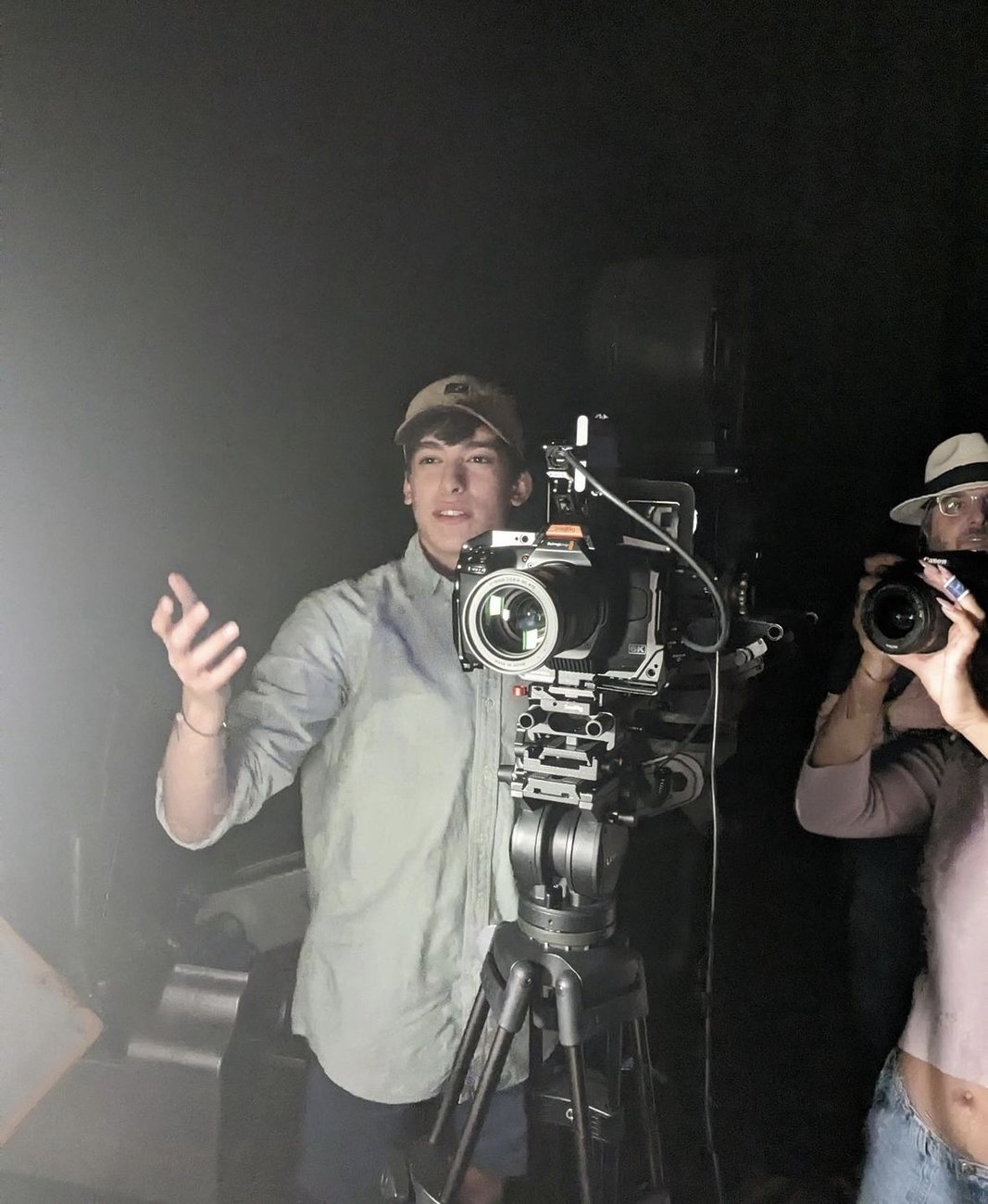 Directing behind a cinema camera on set