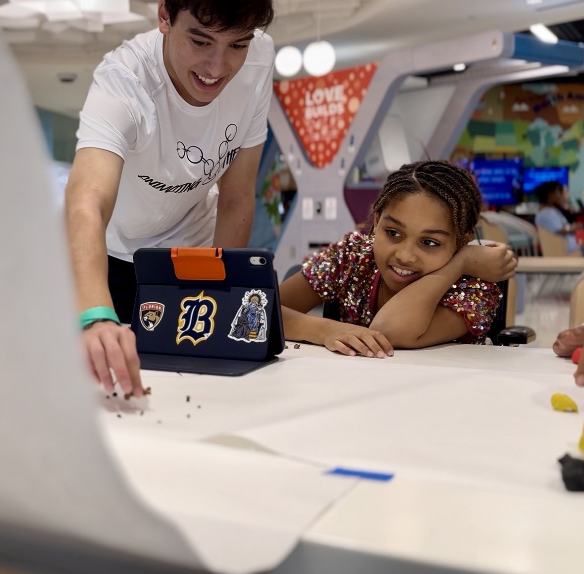 Leading an Animating Others stop-motion session with a young patient