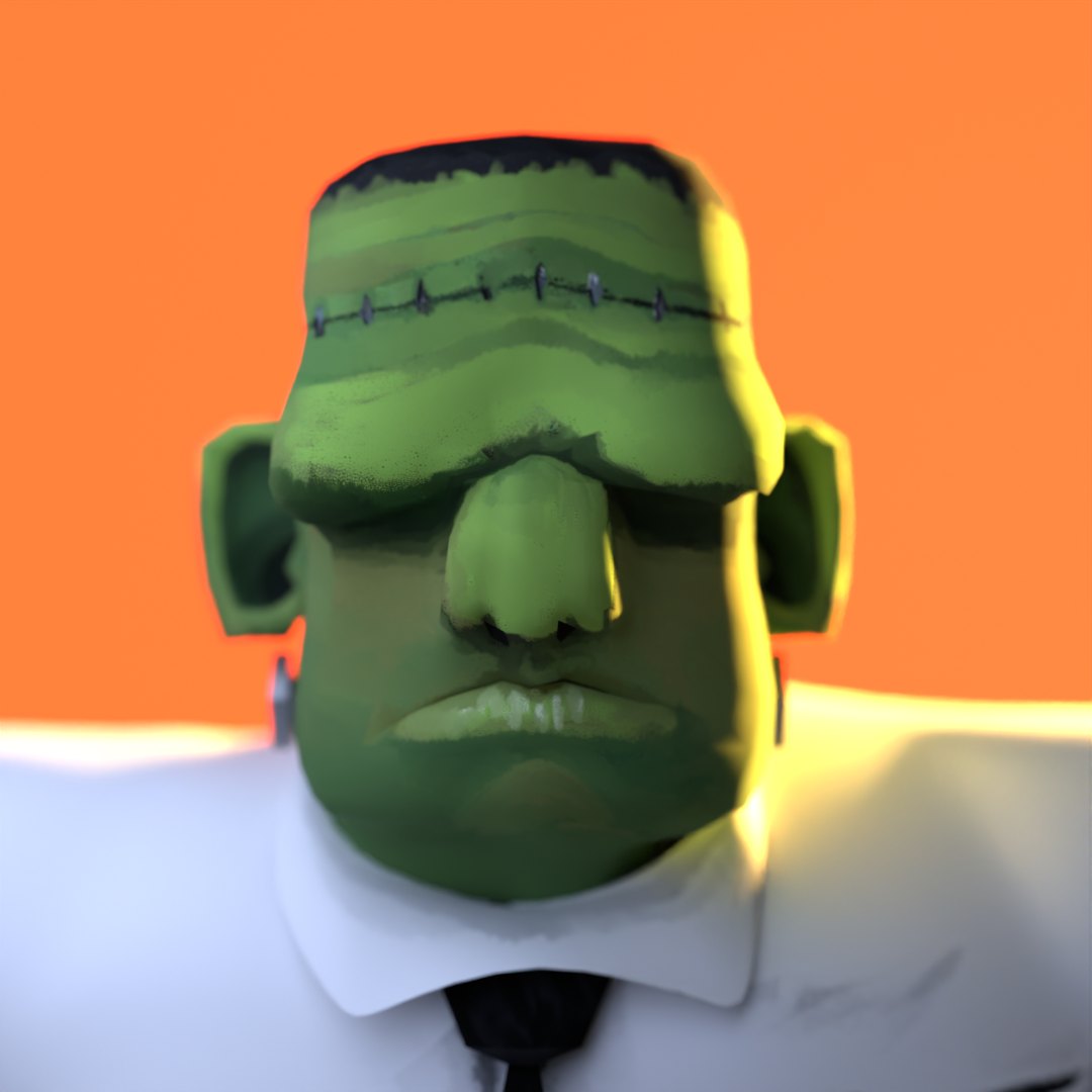 3D render of Frank's head and shoulders